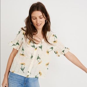Madewell Eyelet Village Ruffle Shirt Sunflower